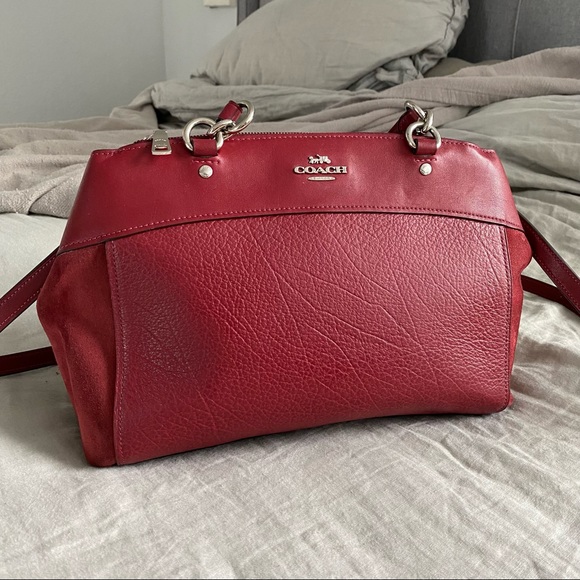 Coach Bags Coach Brooke Carryall Red Suede Crossbody Purse Poshmark